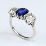 Antique Natural Sapphire and Diamond Ring